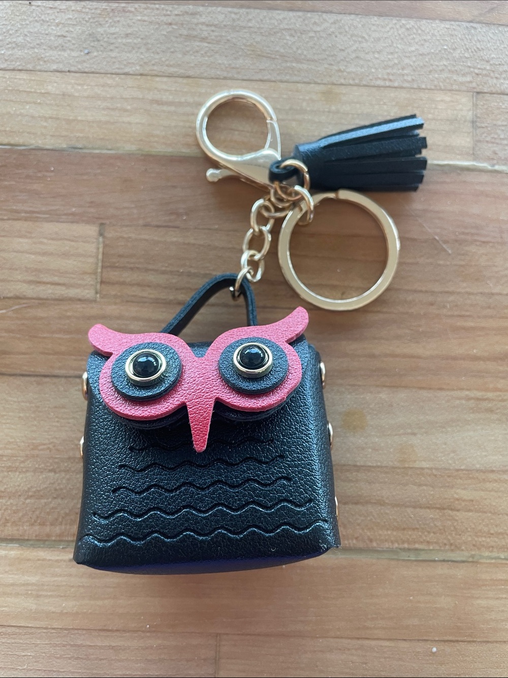 Chic Owl Tassel Keychain Bag Charm - Black and Red